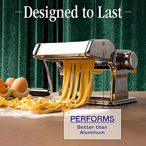 Nuvantee Silver Pasta Maker with Adjustable Thickness & 2 Cutters, 3-in-1 Noodle Machine