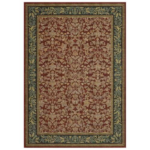 GarveeHome 6x9 Washable Boho Red Living Room Rug - Non-Slip 0.2" Pile