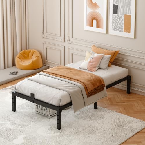 14 Inch Heavy Duty Twin Bed Frame - Steel Platform Support Up to 3500 lbs, Noise-Free, Easy Assembly