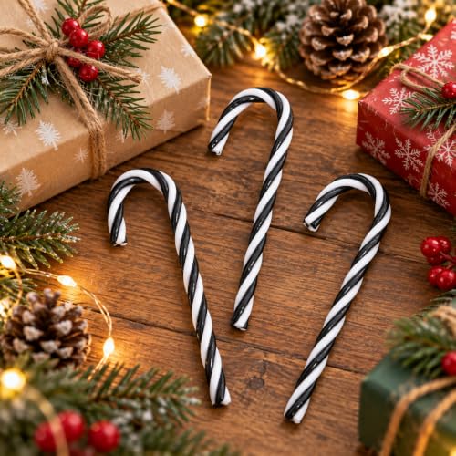 Fansenuo 32Pcs 12cm Black & White Christmas Candy Canes No-Hole (No Hole) – 32 plastic ornaments