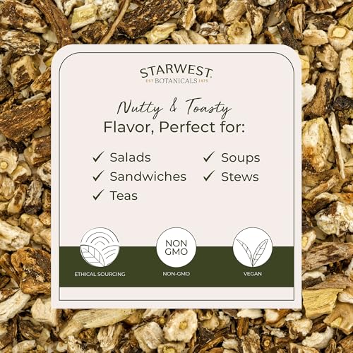 Starwest Botanicals Organic Raw Dandelion Root 1lb Bag - Non-GMO, Kosher, Loose Leaf Tea & Herb
