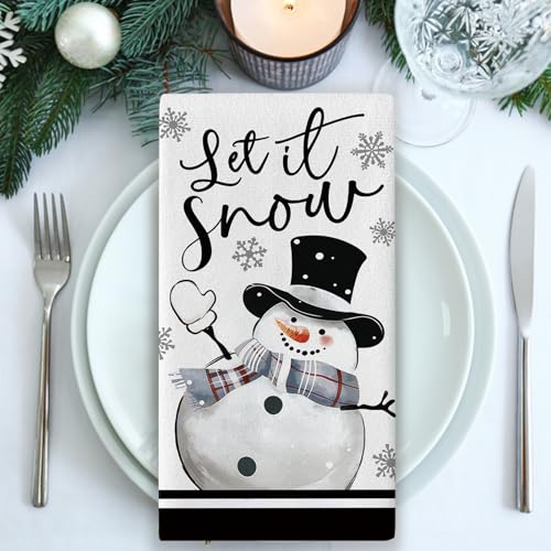 Hello Winter Snowman Kitchen Dish Towels Set of 2 – Croar