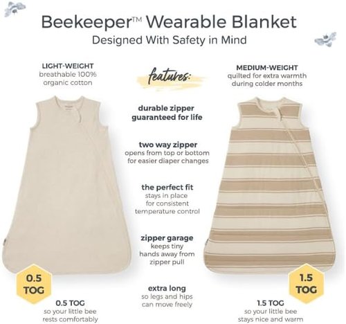 Burt's Bees Baby Organic Cotton Beekeeper Wearable Blanket - Unisex Newborn Essentials