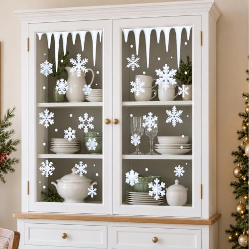Gatherfun Snowflake Christmas Window Clings – Reusable 8 Sheets 13.78x9.84 inches