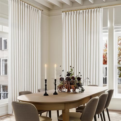 Pinch Pleated Linen Curtains 100 Inch Wide x 96 Inch Length - Natural, Pack of 1