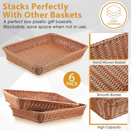 Eccliy 6 Pack Wicker Bread Baskets 19 Inch - Woven Serving Baskets for Food & Display