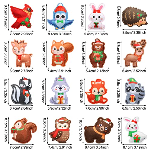 Woodland Animals Felt Christmas Ornaments Set – 16 Pcs Cute Forest Decor
