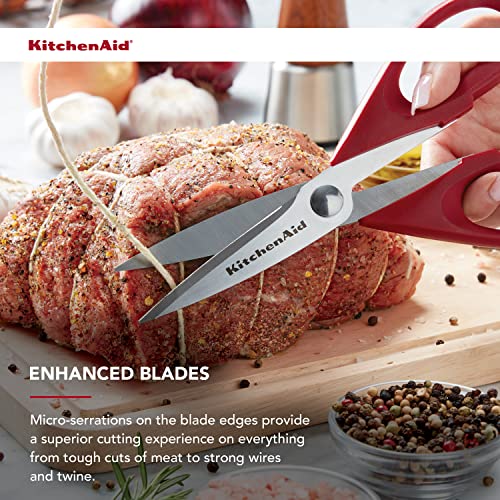 KitchenAid All Purpose Kitchen Shears with Protective Sheath Durable Stainless Steel Scissors, Dishwasher Safe, Soft Grip Comfort Handle, 8.72 Inch, Ink Blue