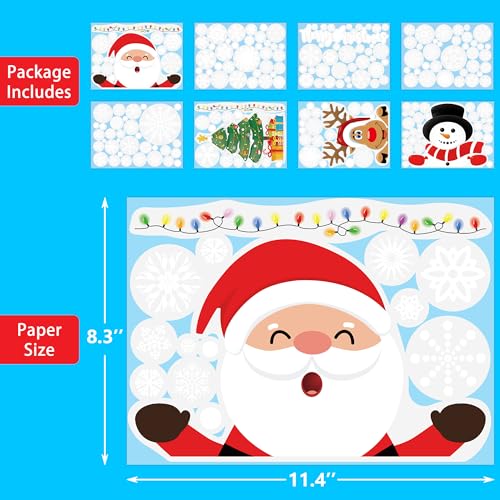 Christmas Window Stickers 8 Sheets 262PCS Static Clings Holiday Decorations