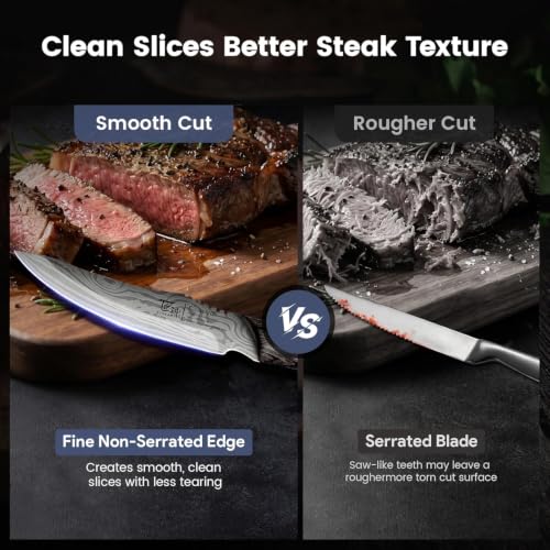 SYOKAMI 2026 Upgrade Foldable Steak Knife Set of 6 with Acacia Wood Block