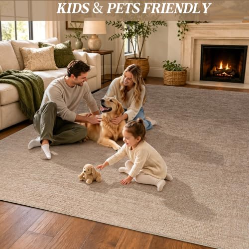 6' x 9' Outdoor Indoor Jute Rug with Non-Slip Backing - Farmhouse Neutral Washable Carpet - Nature Variation