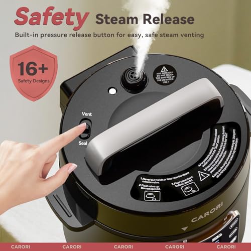 Electric Pressure Cooker 9-in-1 6 Qt Stainless Steel Inner Pot Black - Programmable Multi-Function Cooker