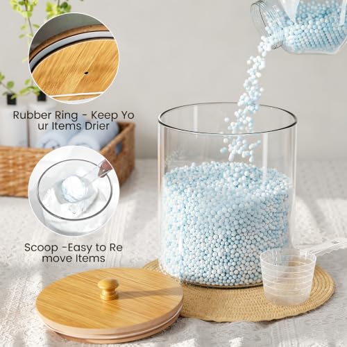 HomePekite Bamboo & Glass Laundry Pods & Dryer Sheet Storage Set - 2+1 Pack