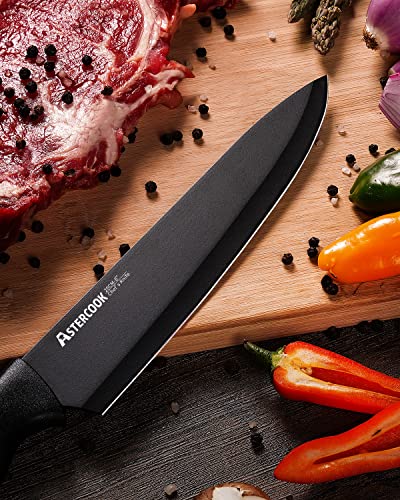 15-Piece Kitchen Knife Block Set with Sharpener - German Stainless Steel, Black