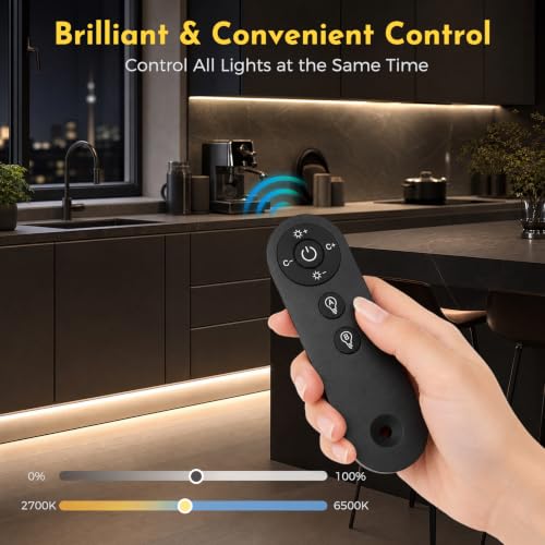 V4light Ultra Slim Linkable Under Cabinet LED Lighting Bar Kit Touch + Remote, Silver, 6-Pack