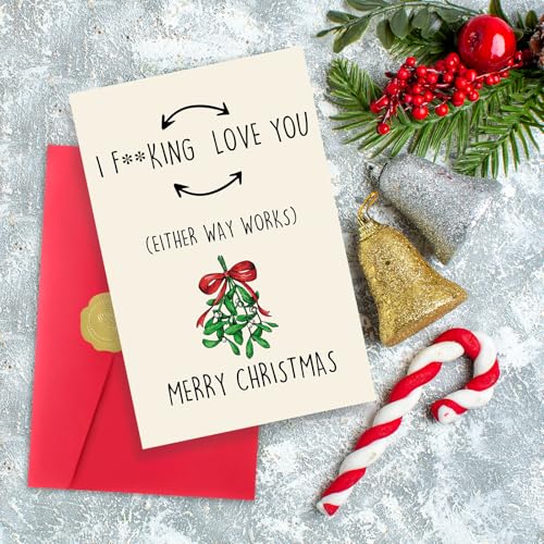 Missonemi Funny Christmas Card Gift for Women Men MS309, Naughty Holiday Greeting