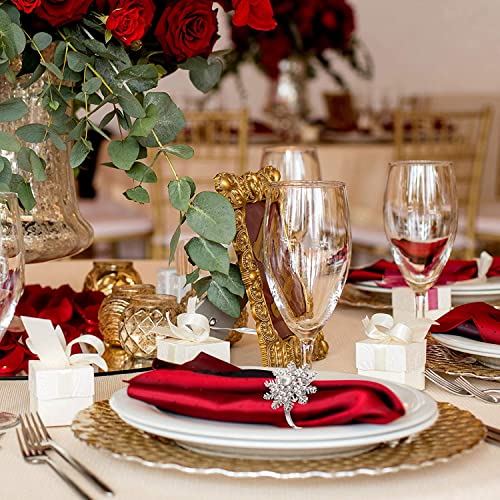 Patelai 6-Piece Snowflake Napkin Rings with Pearl Buckle - Silver Metal Christmas Set