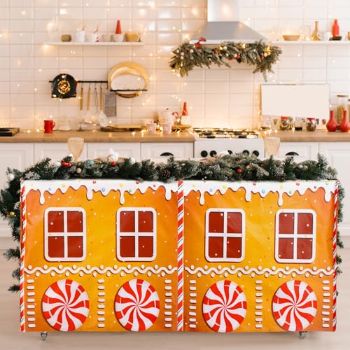 Oudain 6ft Gingerbread Man Christmas Tablecloth - Polyester, Rectangular 183x76 cm