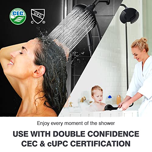 2-in-1 Shower Head with Handheld Combo - High Pressure Black, 2.5 GPM