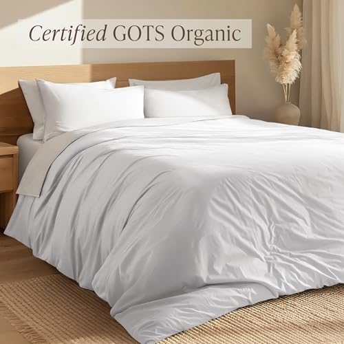 Organic Cotton Percale Duvet Cover Set King / White - No Comforter