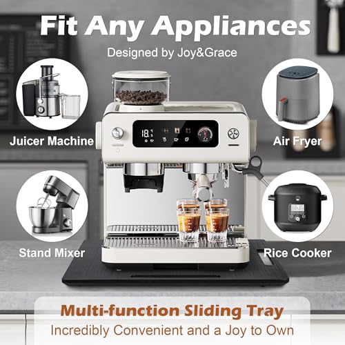 Joy&Grace Large Bamboo Appliance Slider for Kitchen Appliances 16x13 Black