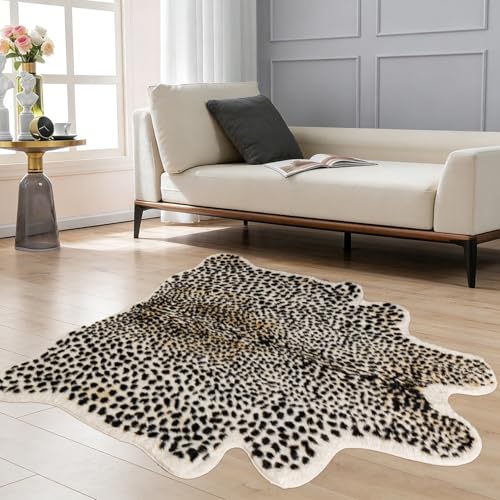 Leopard Print Rug - 6.8x5.2 Ft Faux Cheetah Animal Carpet for Home Decor