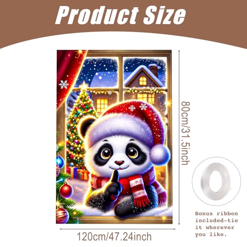 Nuxovilar 31x47 in Panda Christmas Window Cover, Polyester, UJ98993