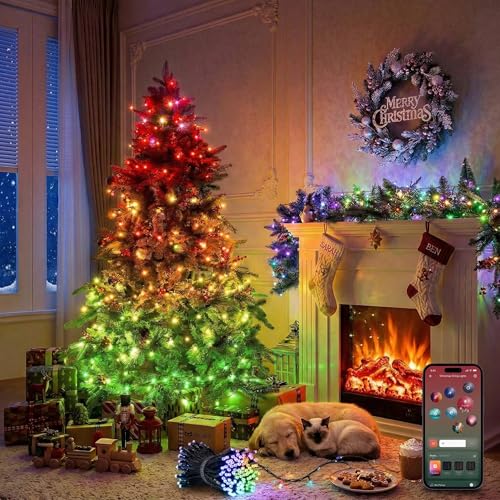 YEELIGHT 66ft 200 LED Color Changing Smart Christmas Lights with Remote & Bluetooth - Music Sync, Indoor/Outdoor