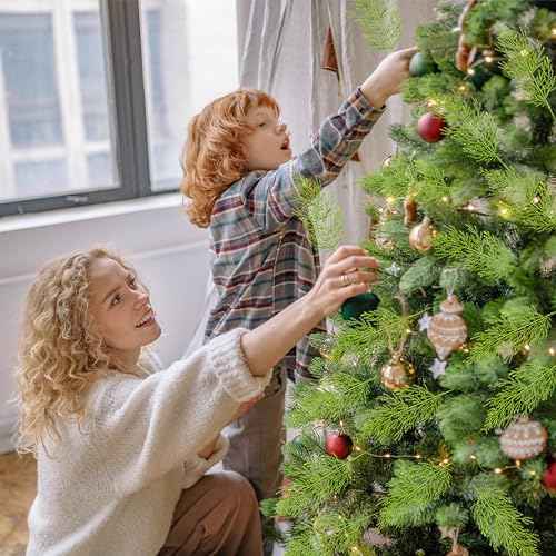 SITUMEIZI 50 Pcs Artificial Pine Sprigs Faux Christmas Greenery Stems 14 Inches Picks Christmas Pine Branches Cypress Plastic Decor for Wreath Craft DIY Holiday Decorations(50,Green)