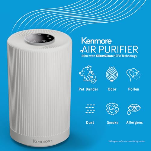 Kenmore Air Purifier with H13 True HEPA Filter - White, 850 Sq.Ft Coverage