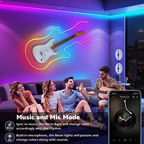 AILBTON 50FT RGB LED Neon Rope Lights Waterproof IP67 for Bedroom DIY & Music Sync
