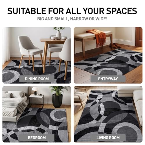 Rugshop 5'3" x 7'3" Gray Overlapping Circles Modern Geometric Area Rug