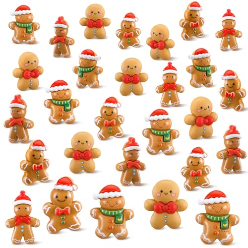 Beeveer 80 Pcs Mini Christmas Gingerbread Man Resin Charms - Brown Variation