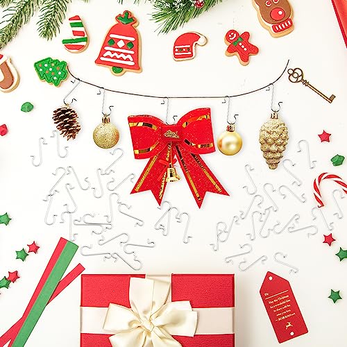 Ornament Hangers, 100 Pack Christmas Hooks for Tree Decorating, Garland Decorations, Silver
