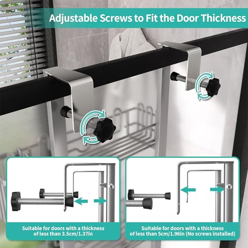 4-Tier Hanging Shower Caddy Organizer with 22 Hooks & Toothbrush Holders - Silver