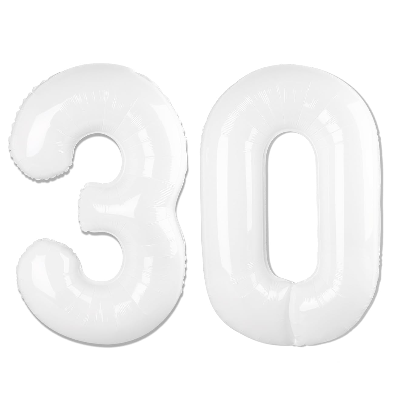 White Number 30 Balloon 40 inch, Translucent 30 Number Balloons, 30th White Birthday Decorations for Women Men, 30 Year Old Party Supplies