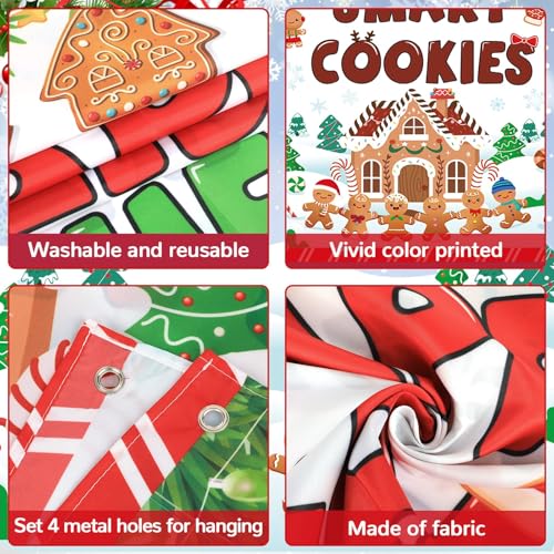 Christmas Gingerbread Door Cover Banner for Classroom, 79 x 35 in with Rope