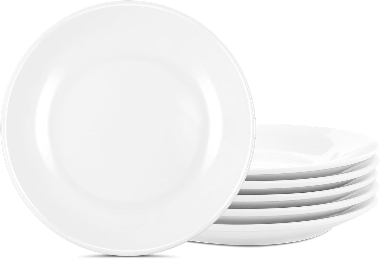 Regine Switzerland 8-Inch Ceramic Salad Plates - Microwave & Dishwasher Safe White Porcelain Set