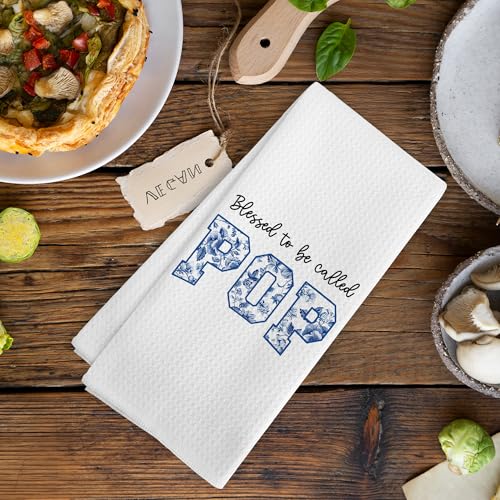 XNXLDYLH Blessed to be Called Pop Kitchen Towels for Grandpa - 16x24 Inch Gift for Father's Day, Christmas, Birthday, Kitchen & Bathroom Decor, Set of 2
