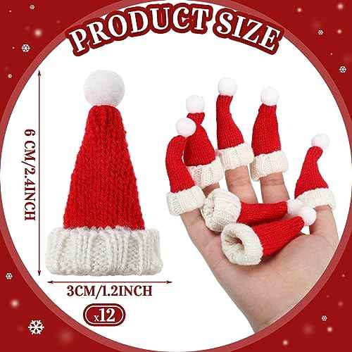 Bencailor 6 Pcs Mini Santa Hats for Crafts Small Christmas Knit Hat Tiny Snowman Wine Bottle Cover Holder Doll Cap for Table Cover (Classic)