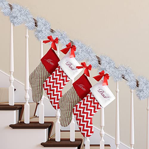 Sggvecsy 32.8Ft Christmas Tinsel Garland Xmas Tree Decorations Christmas Silver & White Metallic Twist Garland Ceiling Hanging Decorations for New Year Party Birthday Holiday Indoor Outdoor Supplies