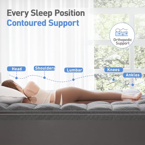 Twin XL Memory Foam Mattress Topper with Gel & Down Alternative Layer - Gray