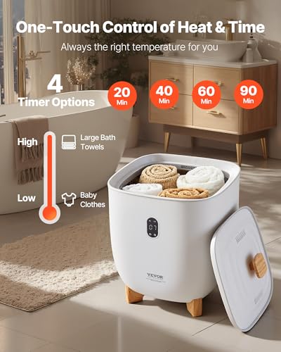 25L Towel Warmer Bucket with LED Display & Auto Shut Off - White, Spa-Style