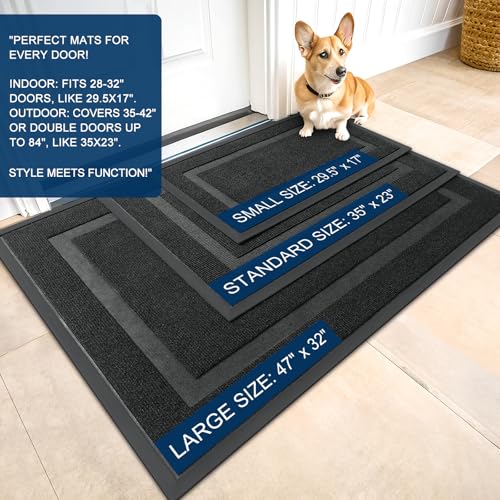 All-Season Heavy-Duty Rubber Front Door Mat 71x47 Black Classic Border