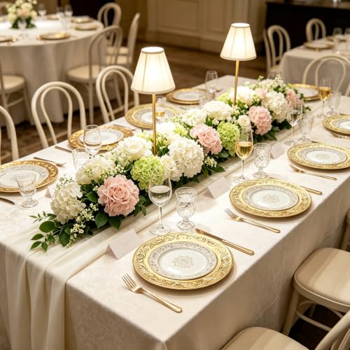 Cheardia 12 Pcs 13” Gold Charger Plates - Ornate 3D Rose Pattern