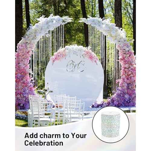 99FT Crystal Garland Strands, Acrylic Iridescent Crystal Beads String Roll, Diamond-Shaped Crystal Garland for Christmas Tree Wedding Party Decorations Beaded Curtain DIY Crafting Projects