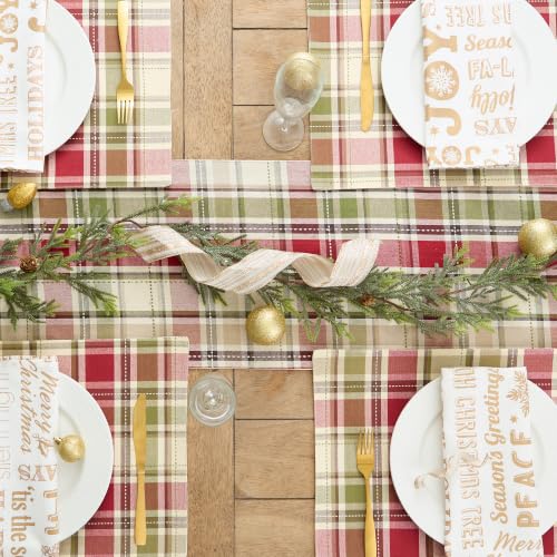 DII Fall & Thanksgiving 13x72 Inch Cotton Table Runner - Rustic Plaid Home Decor