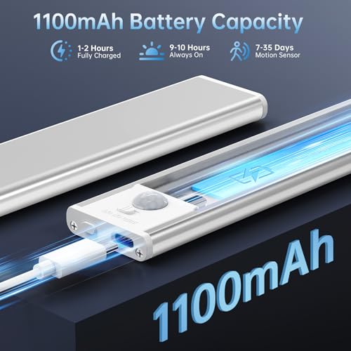 8 Inch Wireless Under Cabinet LED Light Pack of 5 with Motion Sensor & Rechargeable Battery