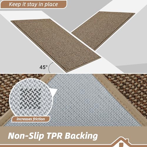 BEQHAUSE Beige Dirt Trapper Door Mat 32x72 Inches Non-Slip Washable Entryway Rug