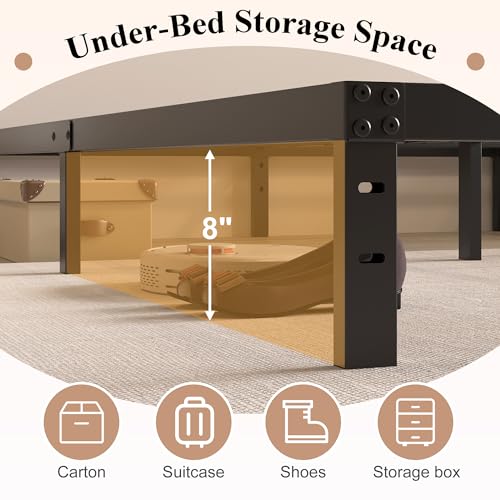 HOBINCHE Queen Bed Frame 10 Inch Platform No Box Spring Needed, Heavy Duty Steel Support
